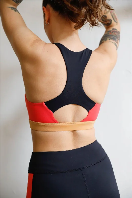 Savings Galore Black Multi Color Block Racerback Strap Classic Silhouette Sports Bra Activewear Top / XS-L/3-1 Savings Galore Black Multi Color Block Racerback Strap Classic Silhouette Sports Bra Activewear Top / XS-L/3-1