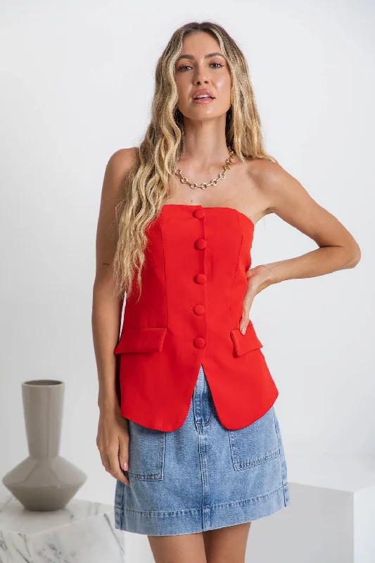 Weekend Savings Fiesta Harvee Strapless Top - Red