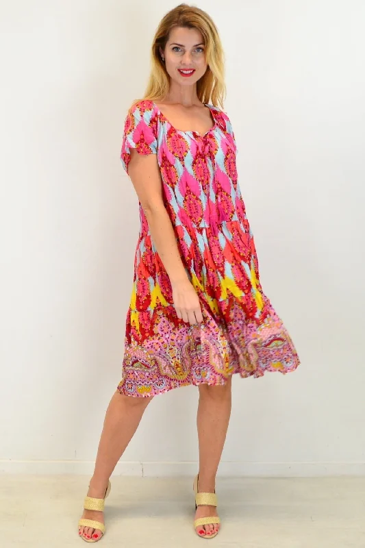 Midnight Madness Cherry Mosaic Shift Dress Cotton Tunic