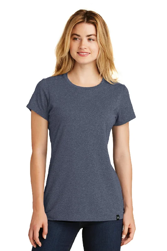 Hurry In New Era Womens Heritage Short Sleeve Crewneck T-Shirt - Heather True Navy Blue - Closeout