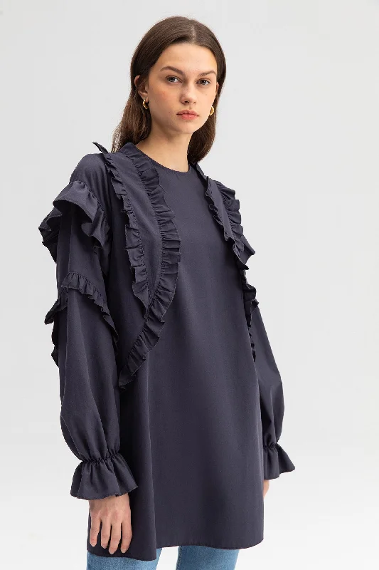 Customer Appreciation Sale FRILLED POPLIN TUNIC TOP