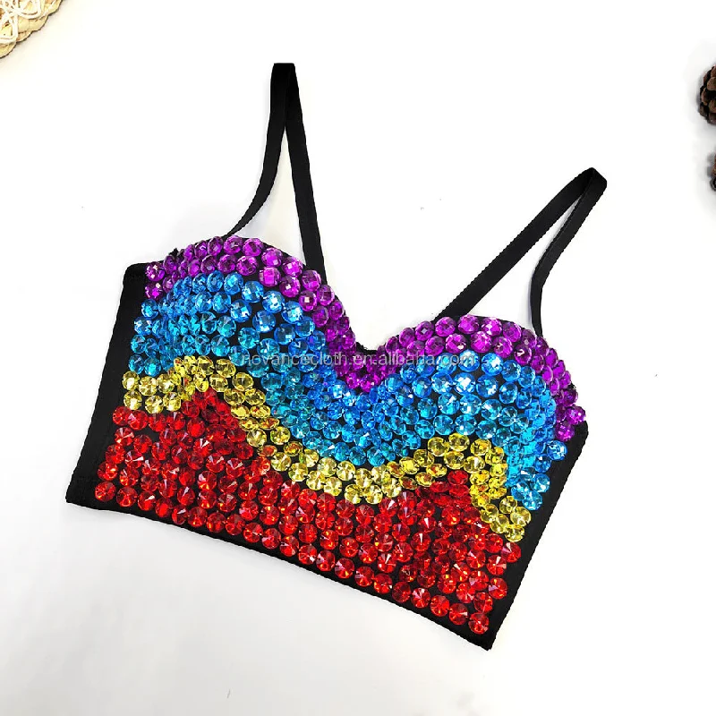 Weekend Discounts Worth Grabbing Novance New Inventions 2022 Colored Diamond Short Nail Beaded Stage Dance Wear Nightclub Hot Girl Women Underwear Lingerie
