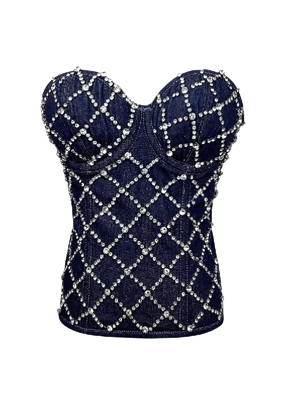Weekend Specials to Grab Three Color Diamond Stud Strapless Corset