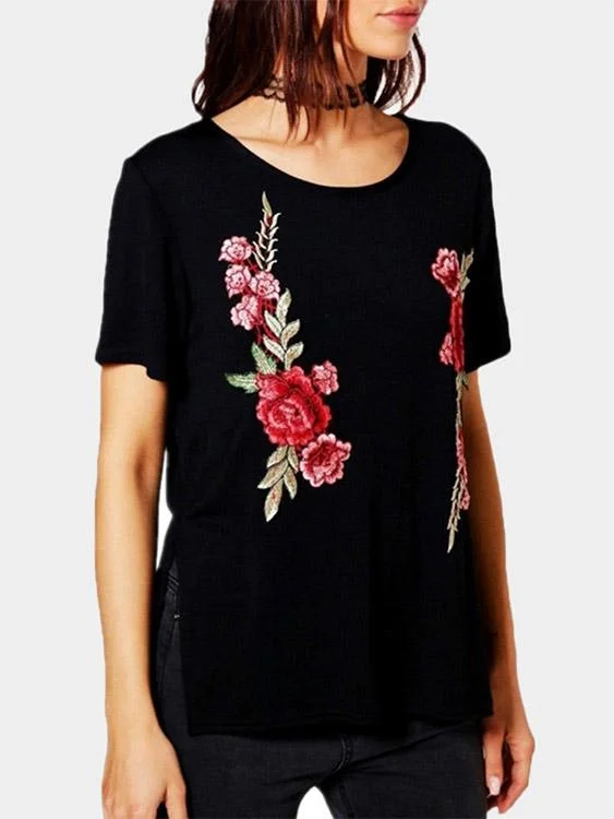 Deal Dash Custom Round Neck Floral Print Short Sleeve T-Shirt