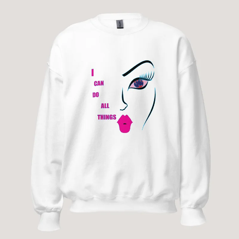 Early Access Line Face Art Sweatshirt, I Can Do All Things Sweatshirts, Motivational Prints, Soft Fall Sweater