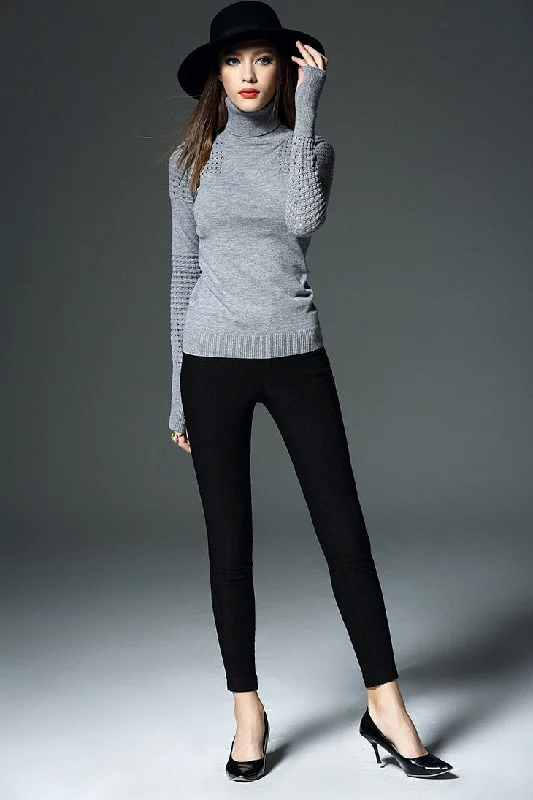 Closeout Deal High Neck Sweater W/ Laser Cutout
