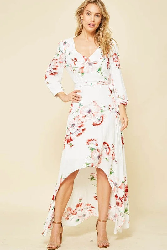 Weekend Shopping Extravaganza Floral High Low Dress