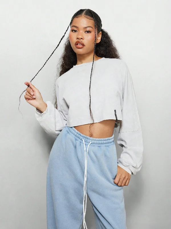 Weekend Discounts to Grab SUMWON WOMEN Super Crop Long Sleeve Boxy Tee