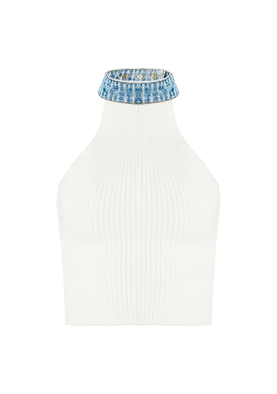 Extra Discount Cara Knit Denim Top