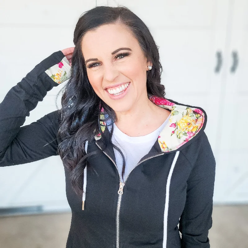 Year-End Clearance Lexi Black Floral Viral Hoodie