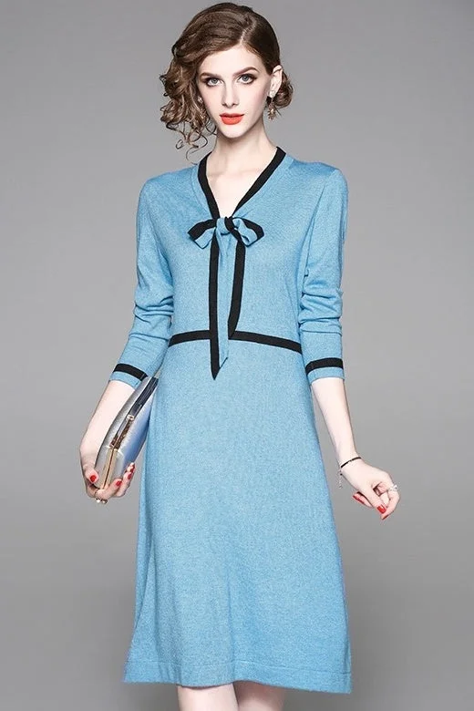 While Supplies Last V Neck Sweater Dress W/ Tie