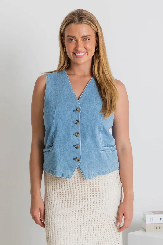 Blowout Deals Ari Vest Top - Denim