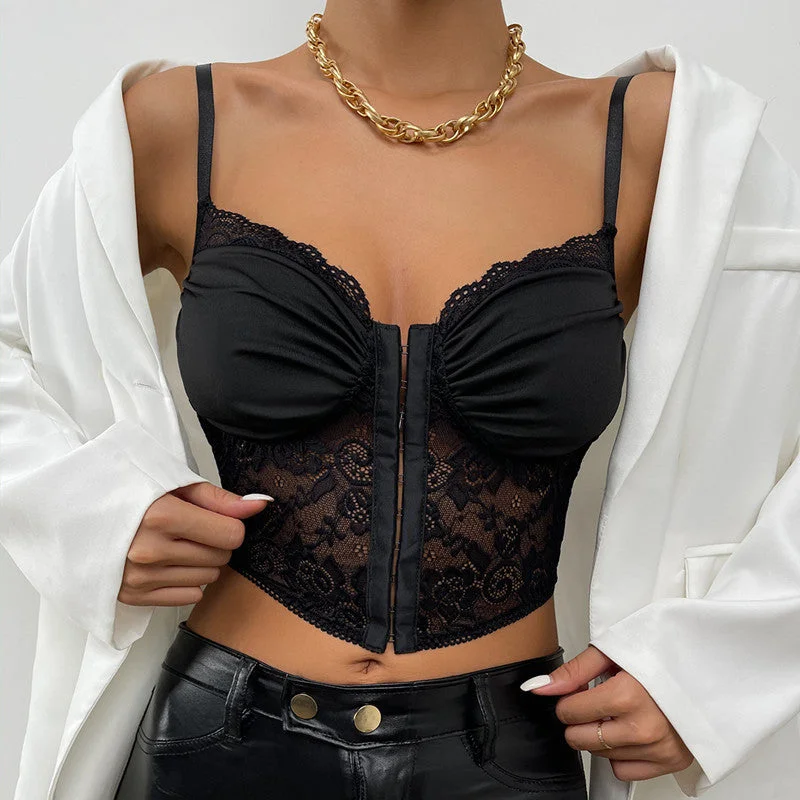 Can't Resist Sexy Lace Breasted Pleated Waist Sling Camisole Wholesale Lingerie