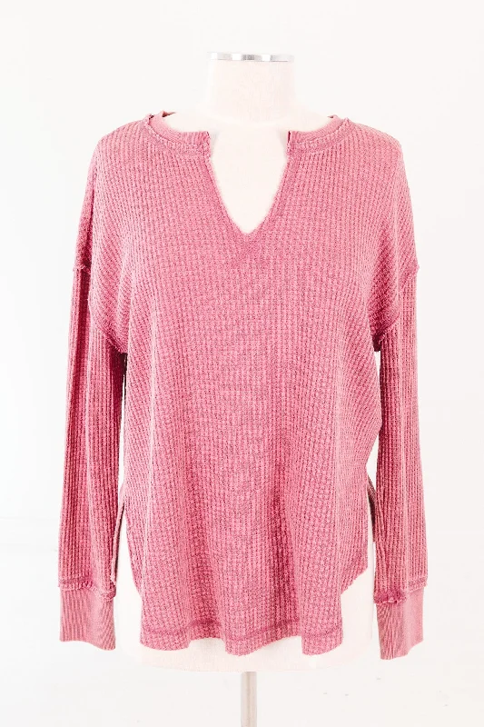 Half Price Z Supply Driftwood Thermal Long Sleeve Top - Azalea
