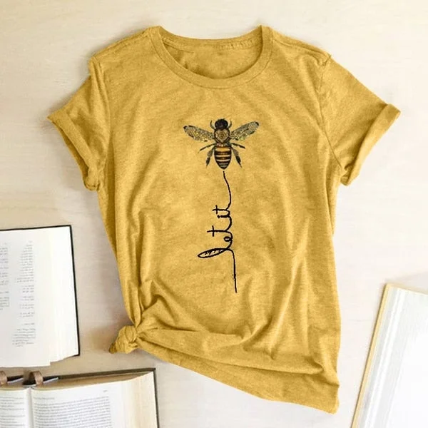 Best Choice Hillbilly Women Bee Kind T-shirt Aesthetics Graphic Short Sleeve Cotton Polyester T Shirts Female Camisetas Verano Mujer 2020