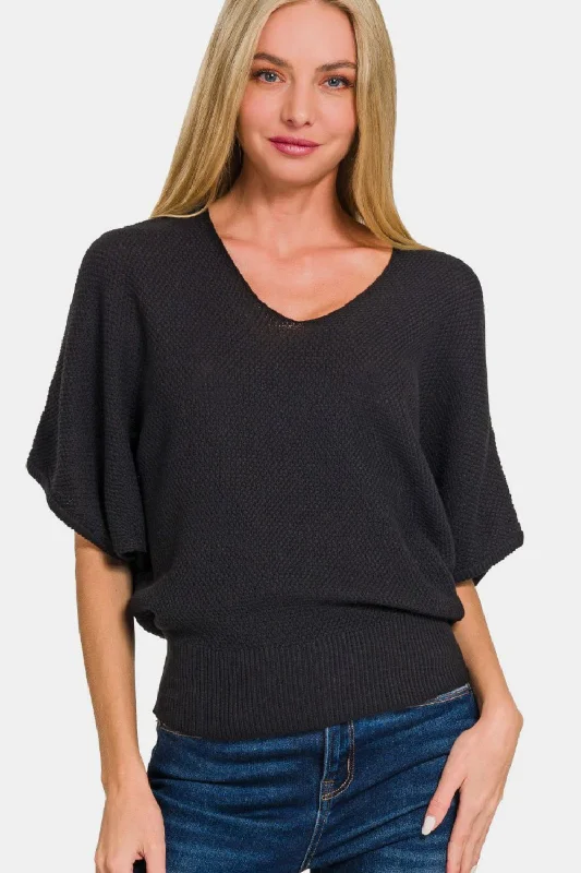 Epic Deals V-Neck Short Sleeve Dolman Sweater