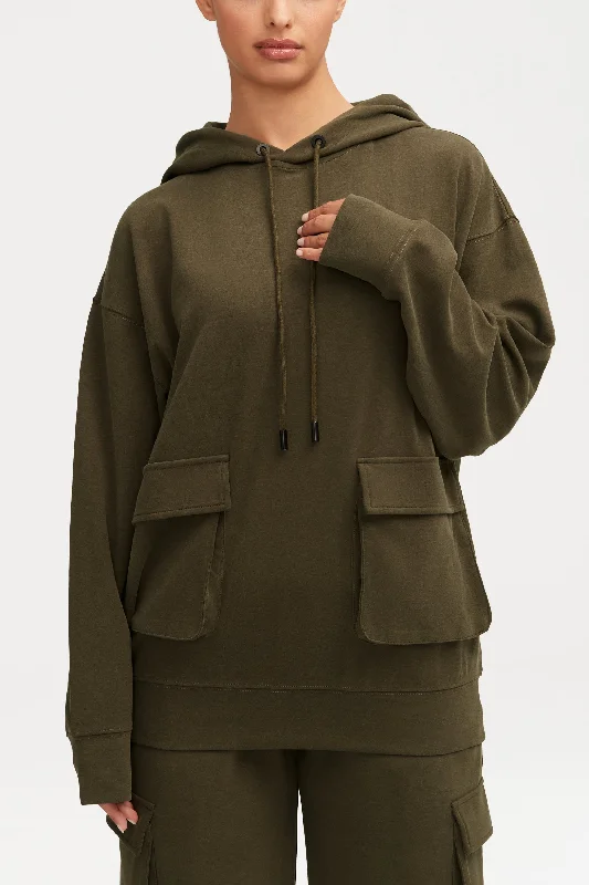 Friends and Family Sale Demi Cargo Pocket Hoodie - Khaki Green