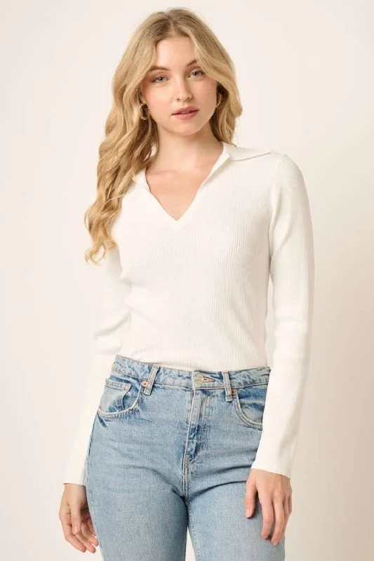 Weekend Specials to Cherish Long Sleeve Ribbed Knit Top