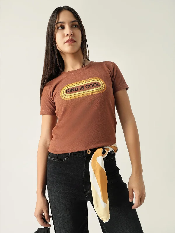 Today’s Special Women Graphic Brown T Shirt