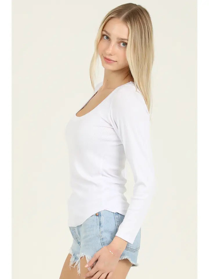 Extra Savings White Scoop Neck Top