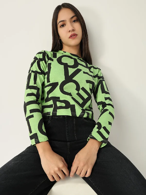 Special Buy Women Graphic Green Crop T Shirt