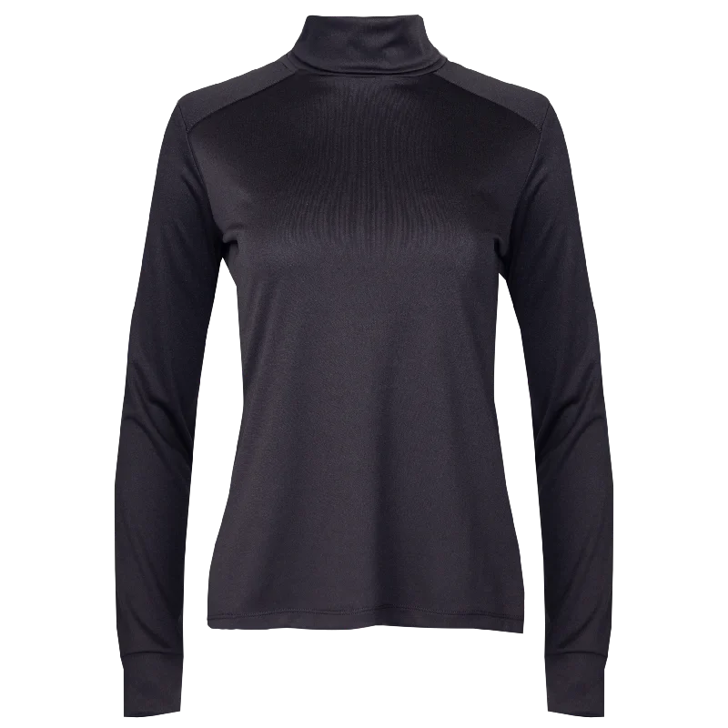 Act Now Women's Peach Skins Solid T-Neck - Black