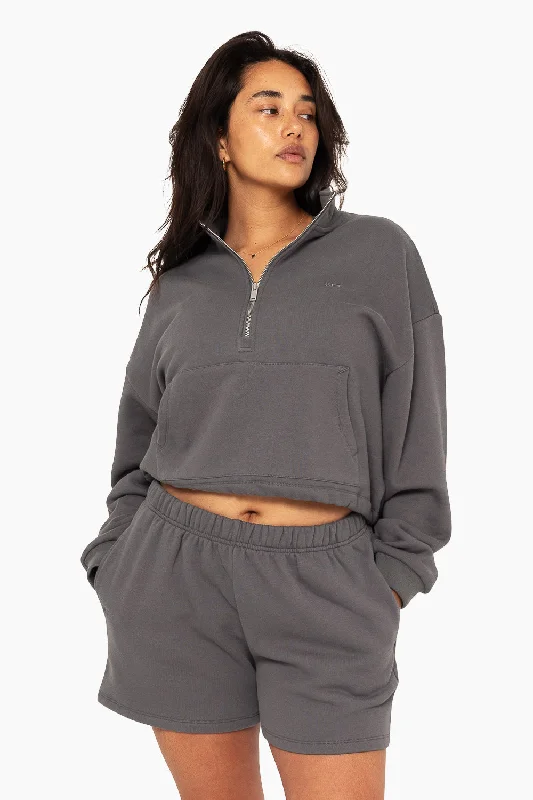 Best Seller HEAVYWEIGHT SWEATS HALF ZIP - GRAPHITE