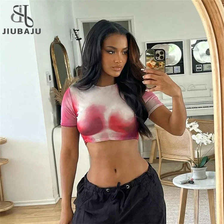 Weekend Bargains to Enjoy Fashion Women Tie Dye Print O Neck Short Sleeves Crop Top T Shirt Sexy Slim Cyber Casual Club Tee Shirts Weekend Bargains to Enjoy Fashion Women Tie Dye Print O Neck Short Sleeves Crop Top T Shirt Sexy Slim Cyber Casual Club Tee Shirts