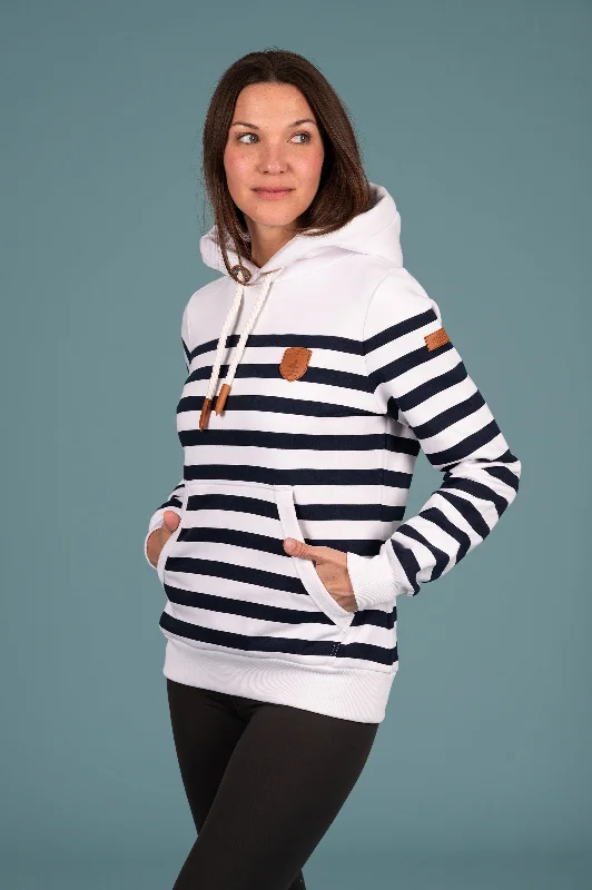 Shop and Save Grace Navy Stripe Hoodie White